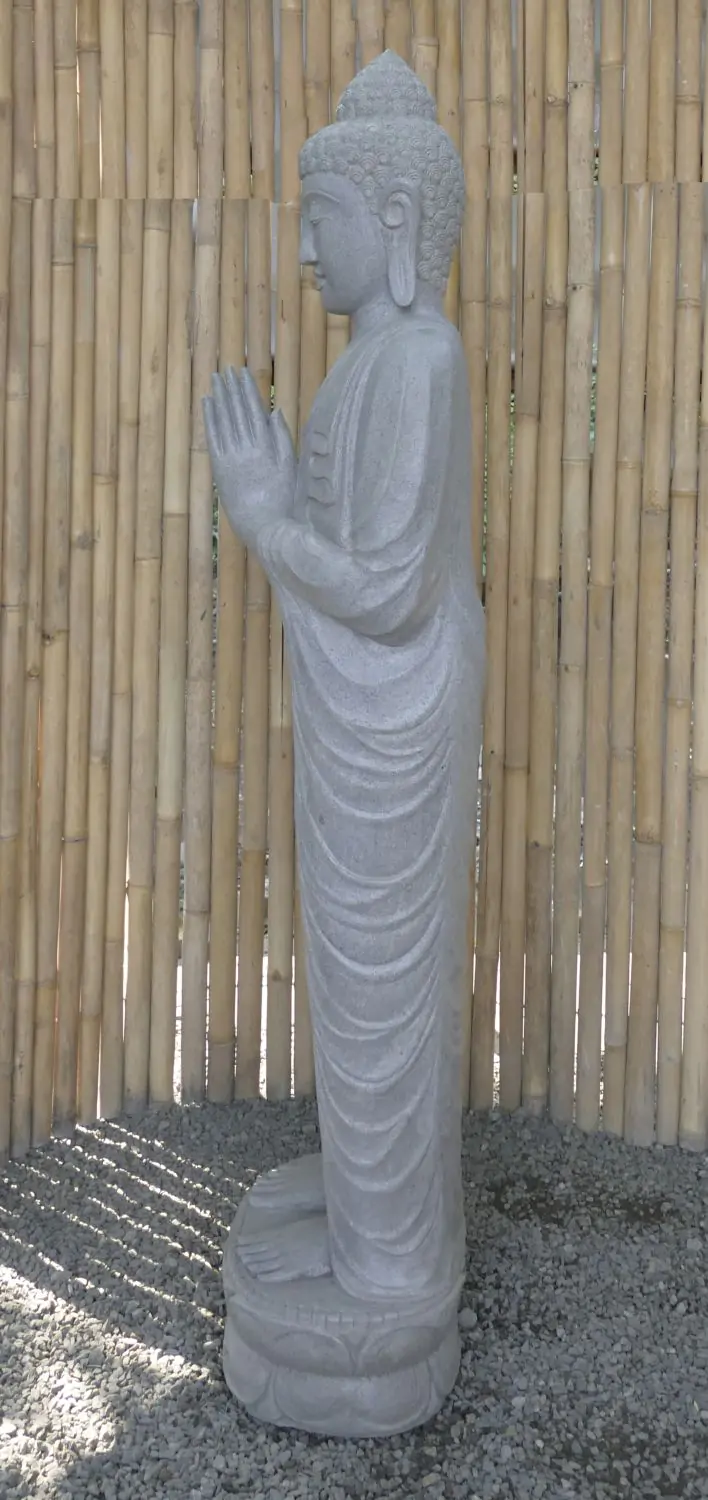  Product image 3 of the product “Standing Buddha made of Riverstone, position Namaskara , H. 180cm. ”